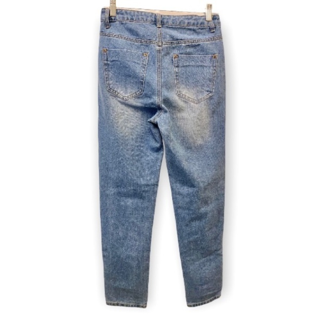 Boohoo NWT Sophie High Waist Distressed Jeans Women Light Wash Ripped Straight 2 - Picture 3 of 16